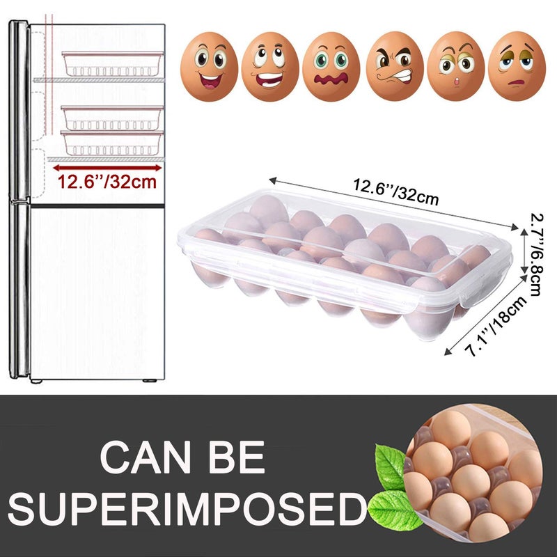 LonlyEagle XBY-US 2 Pack Covered Egg Holders For Refrigerator, Plastic Storage Container/ Deviled Egg Tray Carrier with Lid Fits 18X2 Eggs(36 Eggs) - Image 2